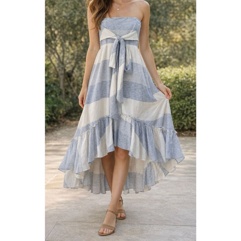 Prose & Poetry Cotton Linen Strapless Dress